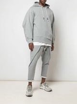 STAGGERED HEM HOODIE HEATHER GREY - Mostly Heard Rarely Seen