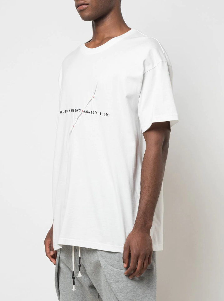 NIP AND TUCK DROP SHOULDER T-SHIRT WHITE - Mostly Heard Rarely Seen