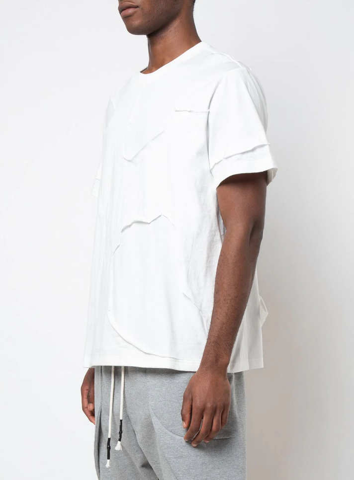 CUT ME UP DROP SHOULDER T-SHIRT WHITE - Mostly Heard Rarely Seen