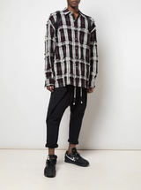 DROP SHOULDER PLAID SHIRT BLACK/ WHITE/ RED - Mostly Heard Rarely Seen
