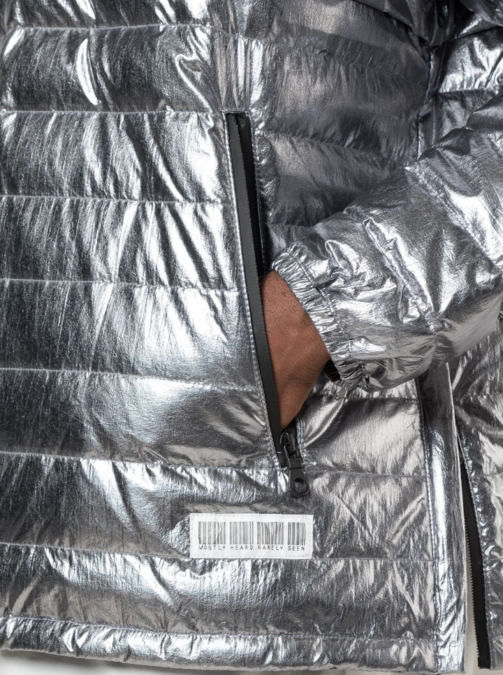 QUARTER ZIP PUFFER JACKET GUNMETAL FOIL - Mostly Heard Rarely Seen