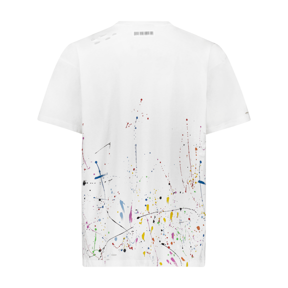 "WARPED TEXT SPLATTER PAINT" TEE - Mostly Heard Rarely Seen