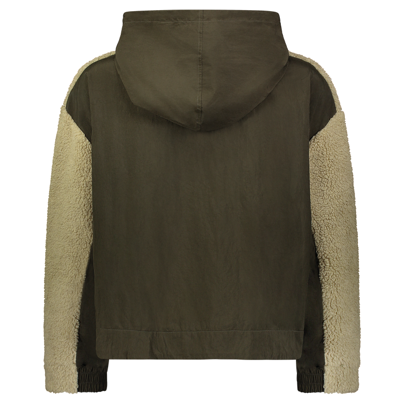 SHERPA MIXED HOODIE ARMY GREEN/KHAKI - Mostly Heard Rarely Seen