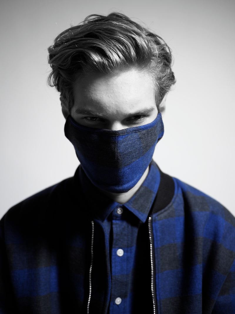 NAVY PLAID MHRS FACE MASK - Mostly Heard Rarely Seen