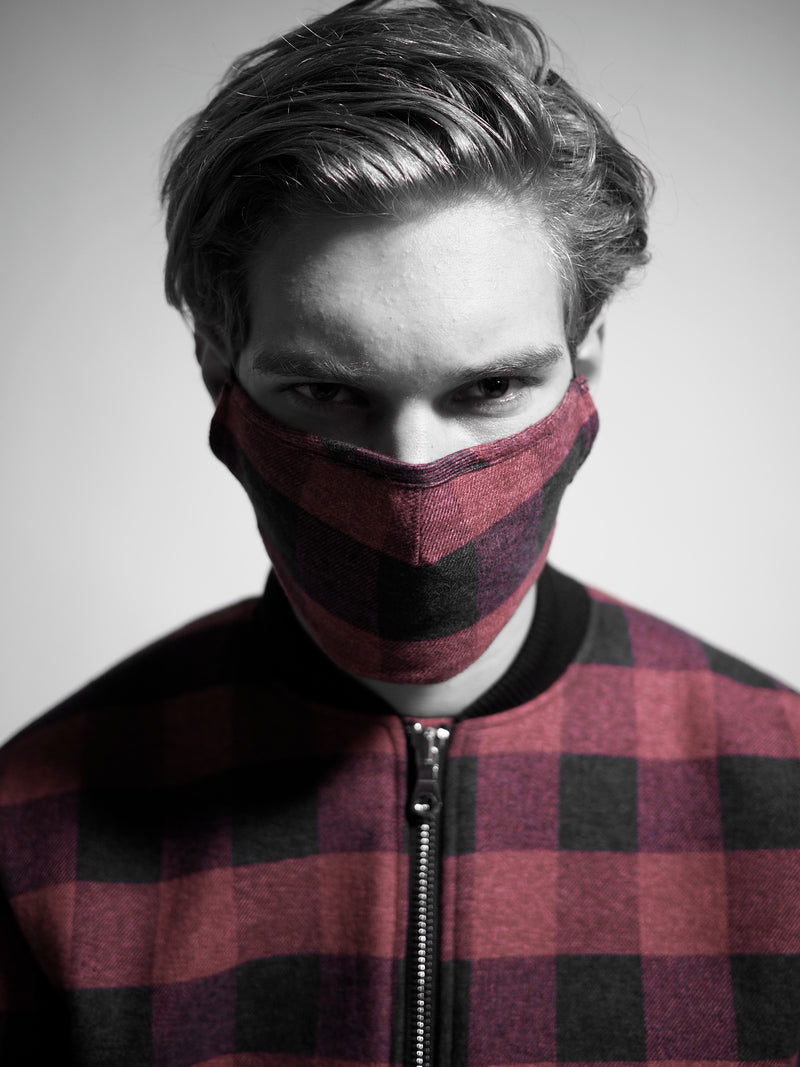 RED PLAID MHRS FACE MASK - Mostly Heard Rarely Seen