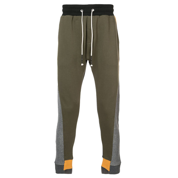 COLOR BLOCKING OFF SET LEG JOGGER (GREEN/BLACK) - Mostly Heard Rarely Seen