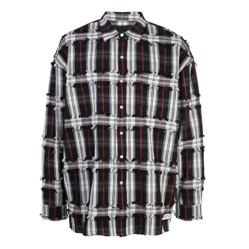 DROP SHOULDER PLAID SHIRT BLACK/ WHITE/ RED - Mostly Heard Rarely Seen