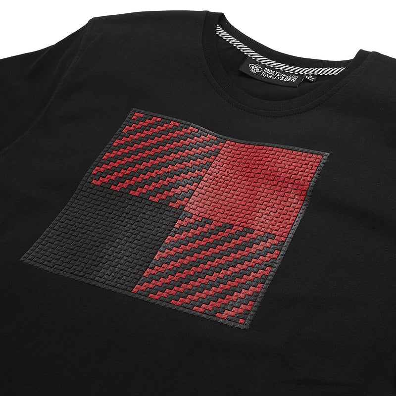 RED PLAID LEGO TEE (BLACK) - Mostly Heard Rarely Seen
