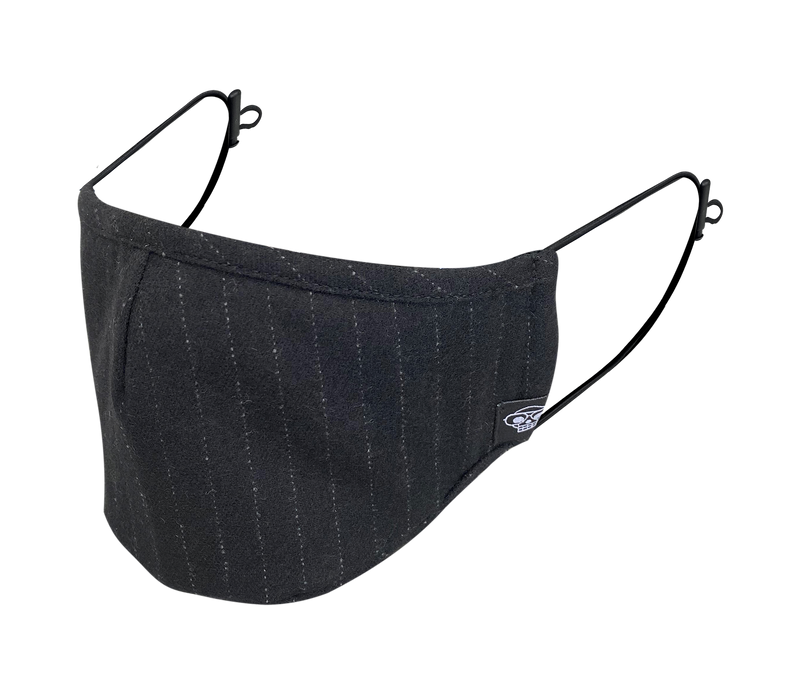 BLACK PINSTRIPE MHRS MASK - Mostly Heard Rarely Seen