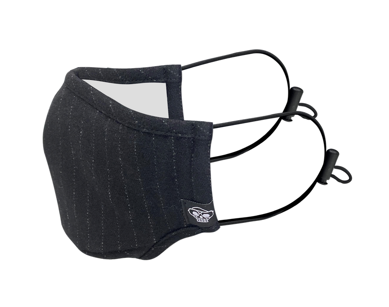 BLACK PINSTRIPE MHRS MASK - Mostly Heard Rarely Seen