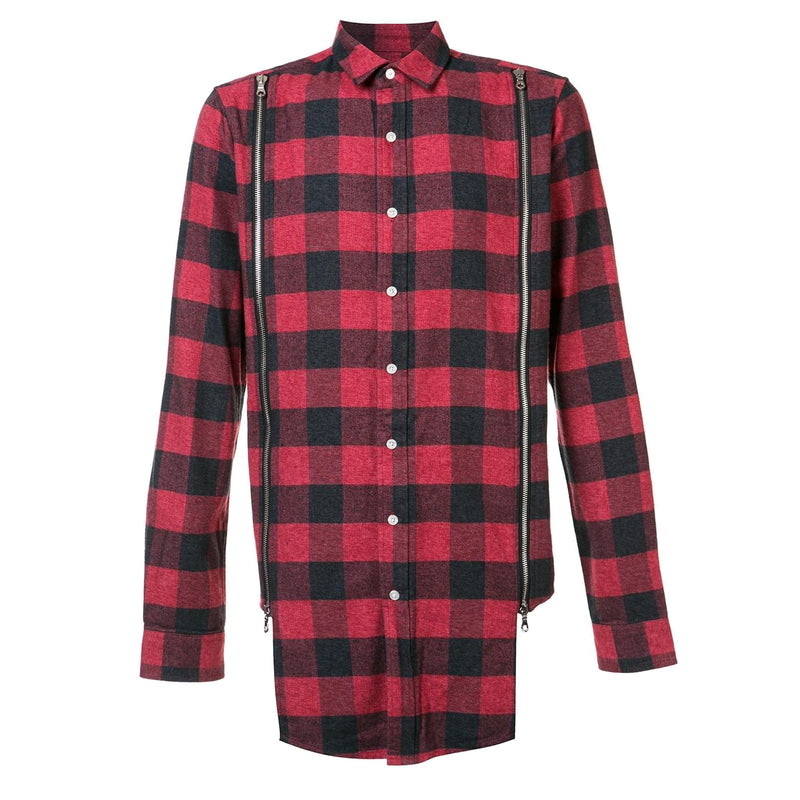 RED PLAID ZIPPER SHIRT - Mostly Heard Rarely Seen